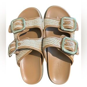 Universal thread, beige and off-white adjustable sandals size 7